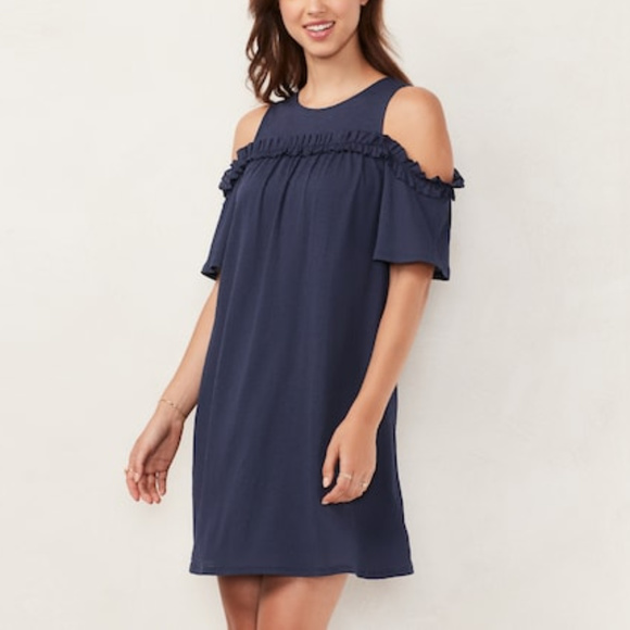 LC Lauren Conrad Dresses & Skirts - Lauren Conrad Ruffle Cold-Shoulder Dress